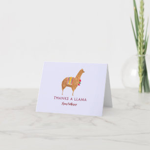 Cartão De Agradecimento Bela Elegante Llama Alpaca, Animal Ilustrado À Mão