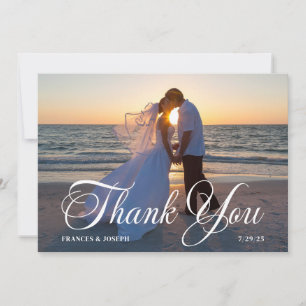Cartão De Agradecimento Bela Foto de Casamento com Script Forma