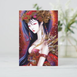 Cartão De Agradecimento Bela garota japonesa fantasia gótica triptych
