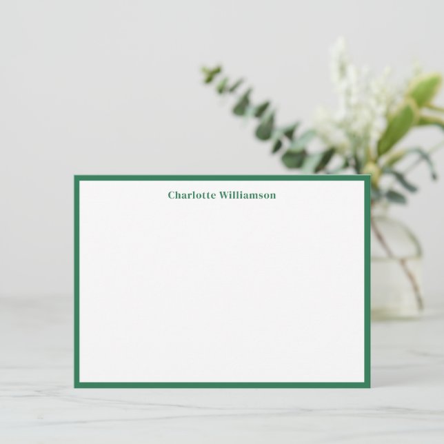 Cartão De Agradecimento Bela Kelly Green Border Personalization Stationery (Em pé/Frente)