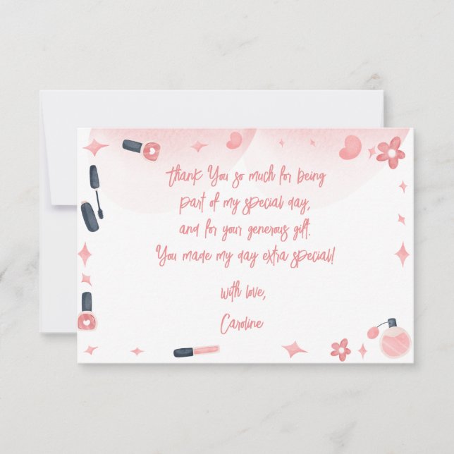 Cartão De Agradecimento Bela spa glitz e festa de aniversário de vidro (Frente)