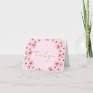 Cartão De Agradecimento Belas Flores de Cerejeira Rosa Pastel Obrigada