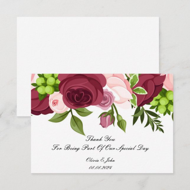 CARTÃO DE AGRADECIMENTO BELAS FLORES FLORINDO CHUVA DE PRESENTES NOIVADOS (Frente/Verso)