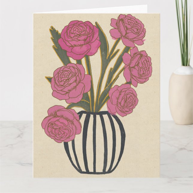 Cartão De Agradecimento Belas Rosas Cor-de-Rosa (Frente)