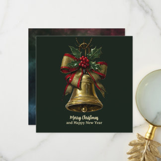 Cartão De Agradecimento Bell Dourado Elegante de Natal com Arco Festivo Ho