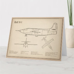 Cartão De Agradecimento Bell X-1 - Planos de Impressão Blueprint de Avião