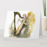 Belo Anjo A Jogar Harp Watercolor