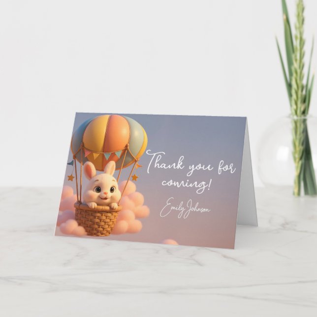 Cartão De Agradecimento Belo Balão de Ar Quente com Nuvens Sonhadoras (Frente)