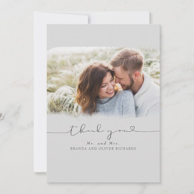 Cartão De Agradecimento Belo Casamento Bonito, Obrigado Foto (Frente)