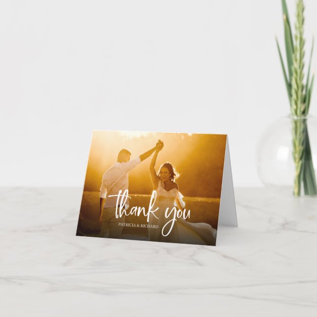 Cartão De Agradecimento Belo Casamento Da Caligrafia Obrigado Foto (Frente)