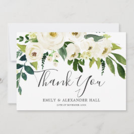 Cartão De Agradecimento Belo Casamento de Elegante Branco Floral Branco Be