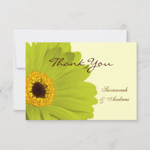 Cartão De Agradecimento Belo Casamento de Gerber Daisy Verde Elegante