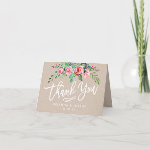 Cartão De Agradecimento Belo Casamento Russo Floral Kraft Obrigado