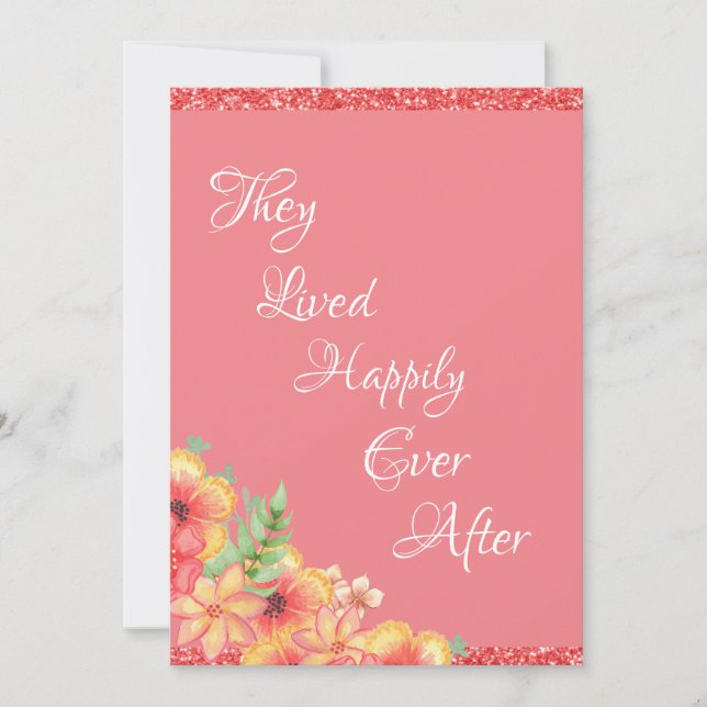 Cartão De Agradecimento Belo Coral Floral Rosa Casamento (Frente)