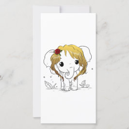 Cartão De Agradecimento Belo elefante bebê fêmea com cabelo amarelo