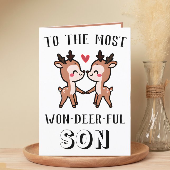 Cartão De Agradecimento Belo Funny Deer Buck Maravilhoso Filho Aniversário (cute deer birthday card for son)