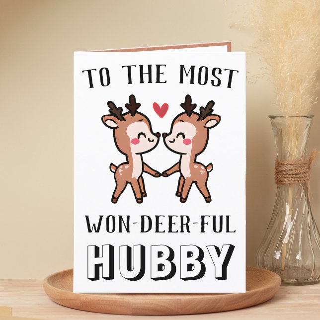 Cartão De Agradecimento Belo Funny Deer Buck Maravilhoso Marido Aniversári (cute deer birthday card for husband)