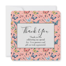 Belo Impressão de Borboleta Colorida Obrigado