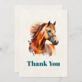 Cartão De Agradecimento Belo Retrato Sorrel Horse Obrigado