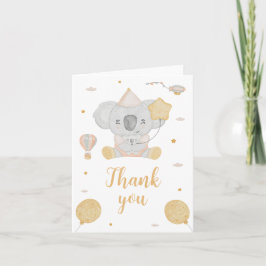Cartão De Agradecimento Belo Rosa Watercolor Koala Bear Aniversário Obriga