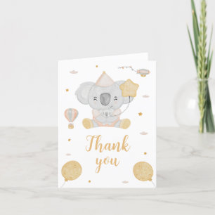 Cartão De Agradecimento Belo Rosa Watercolor Koala Bear Aniversário Obriga