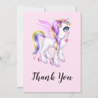 Belo Unicórnio com Rainbow Mane Obrigado