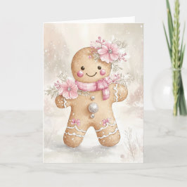 Cartão De Agradecimento Belo Vazio de Biscoito de Pão de Natal Rosa
