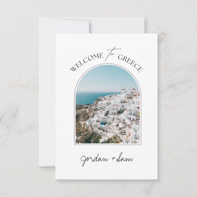 Cartão De Agradecimento Bem-vindo à placa de anotação Grécia Santorini (Frente)