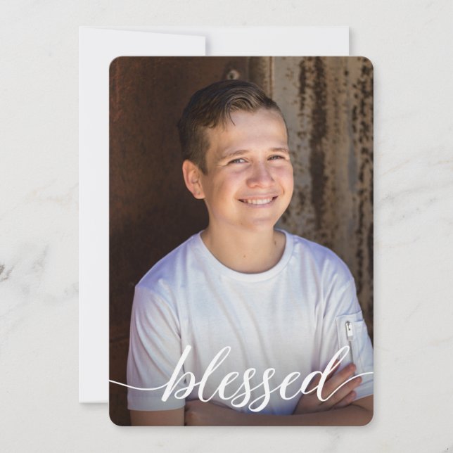 Cartão De Agradecimento Bendito Foto do Santo Menino da Comunhão. Obrigado (Frente)