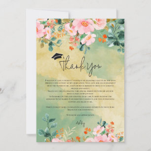 Cartão De Agradecimento Beown pink watercolor botânico floral