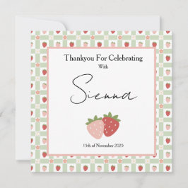 Cartão De Agradecimento Berry First Birthday Customisable Gingham Print