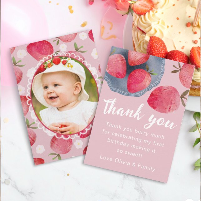 Cartão De Agradecimento Berry First Birthday Thank You Card (Criador carregado)