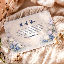 Cartão De Agradecimento Berry First Blue Floral Garden 1st Birthday