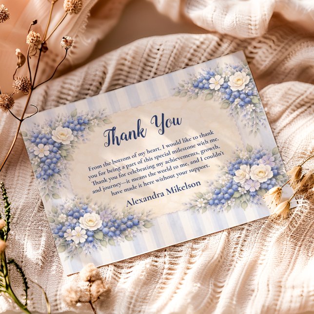 Cartão De Agradecimento Berry First Blue Garden Party 1st Birthday (Criador carregado)