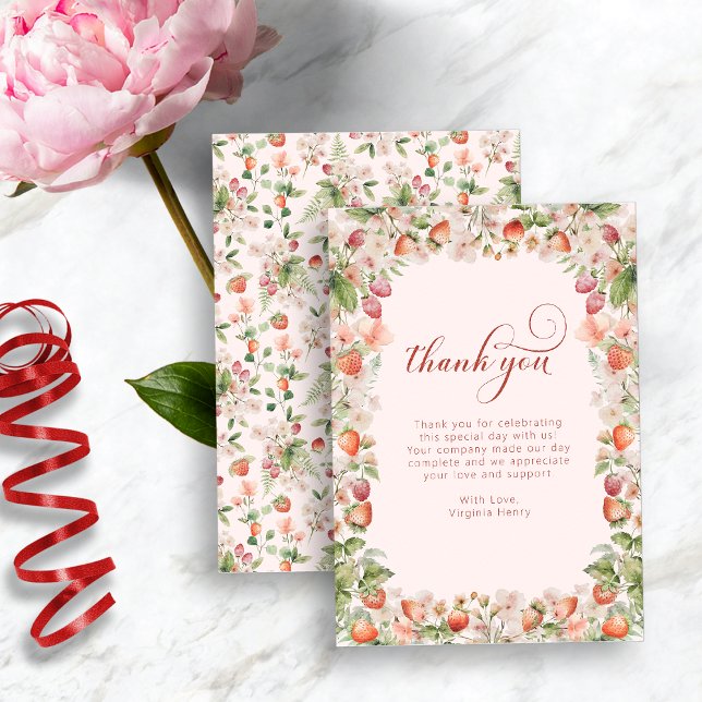 Cartão De Agradecimento Berry Rosa Primeiro (Pink Berry First Thank You Card
)