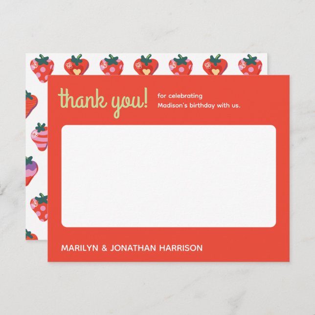 Cartão De Agradecimento Berry Special Strawberry Birthday (Frente/Verso)