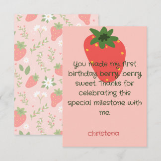 Cartão De Agradecimento Berry Sweet First Birthday