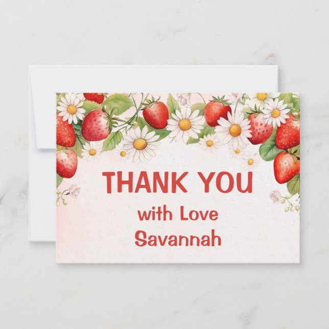 Cartão De Agradecimento Berry Sweet First Birthday (Frente)