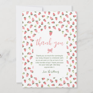 Cartão De Agradecimento Berry Sweet Strawberry Chuveirinho de Bebê Obrigad