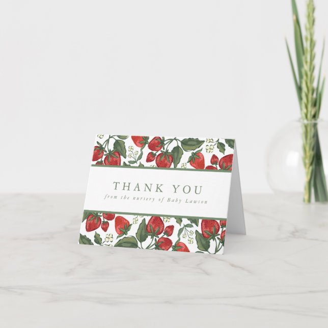 Cartão De Agradecimento Berry Theme Baby Shower Thank You Card (Frente)
