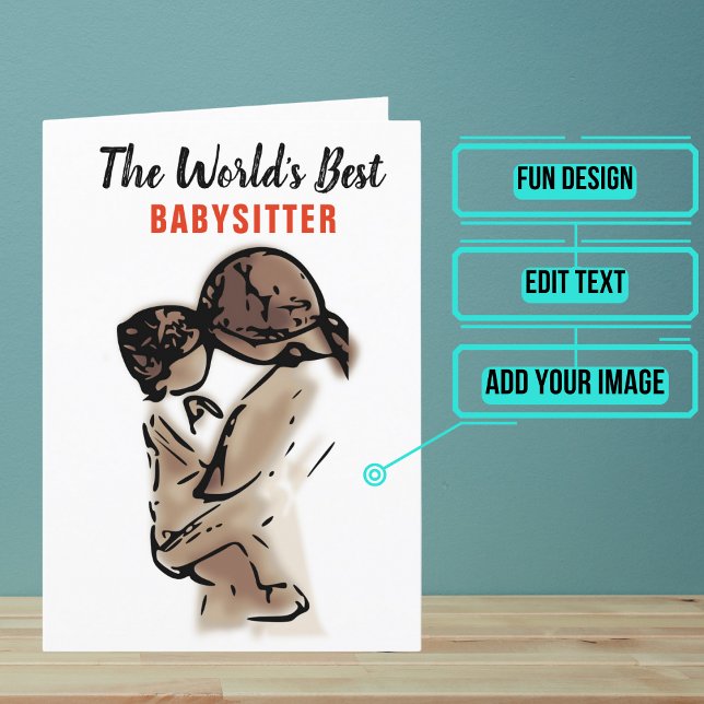 Cartão De Agradecimento Best Babysitter (Show your babysitter that you dearly appreciate her.)