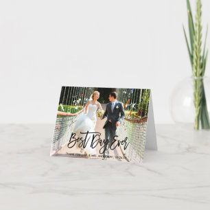 Cartão De Agradecimento Best Day Ever Modern Brush Script Wedding Note