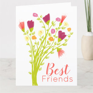 Cartão De Agradecimento Best Friends Happy Birthday Flowered Card