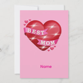 Cartão De Agradecimento Best Mom 3D Glossy Red Heart Mother's Day Gif