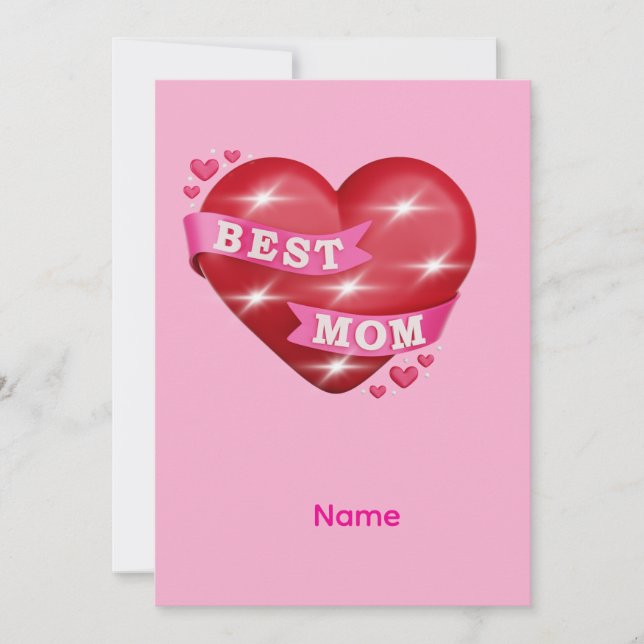 Cartão De Agradecimento Best Mom 3D Glossy Red Heart Mother's Day Gif (Frente)