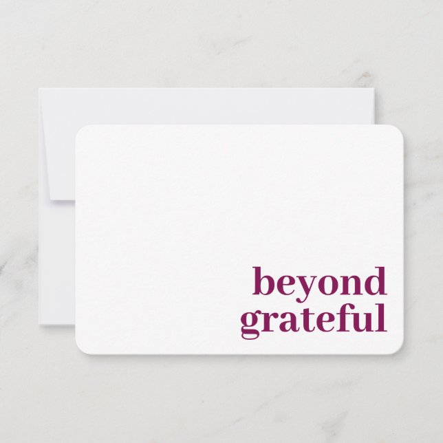 Cartão De Agradecimento Beyond Grateful Thank You Modern Berry Card (Frente)
