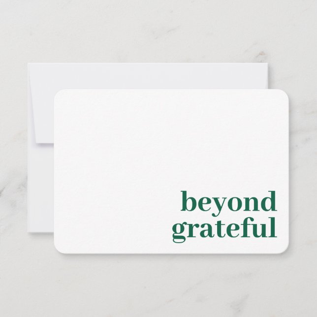Cartão De Agradecimento Beyond Grateful Thank You Modern Green Card (Frente)