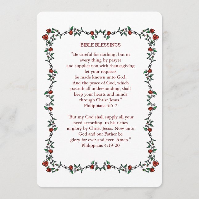 Cartão De Agradecimento BÍBLIA BLESSINGS Philippians 4 Promise Card (Frente)
