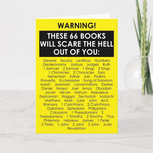 Cartão De Agradecimento Bíblia Book List Assusta O Fundão Cristão (Frente)