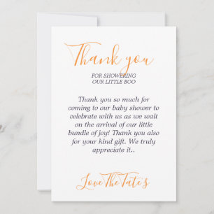 Cartão De Agradecimento Bichos de Abóbora de Halloween Pequeno Chá de fral